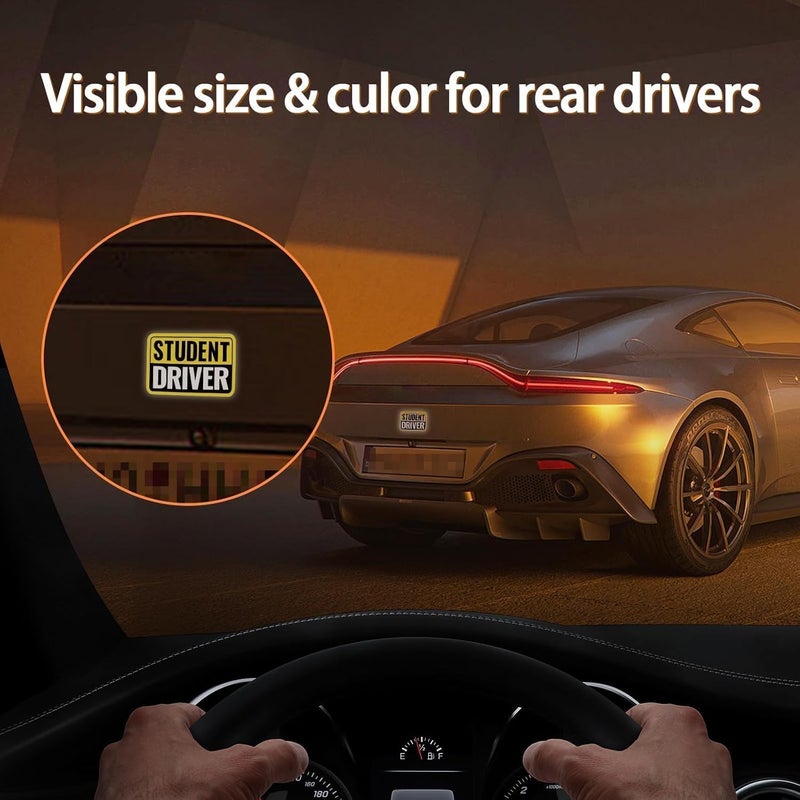 Foweroty 1|2|3|4 Pack Student Driver Sticker Magnet for Car, Weather-Resistant, Reflective, 5.71"*3.54" - Golden Ratio Dimension, 2pcs（Yellow/Black-Student） - Image 3